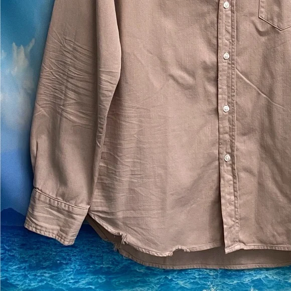 Frank & Eileen Eileen Button-Up Shirt Famous Denim Size: M Sand - Picture 8 of 16